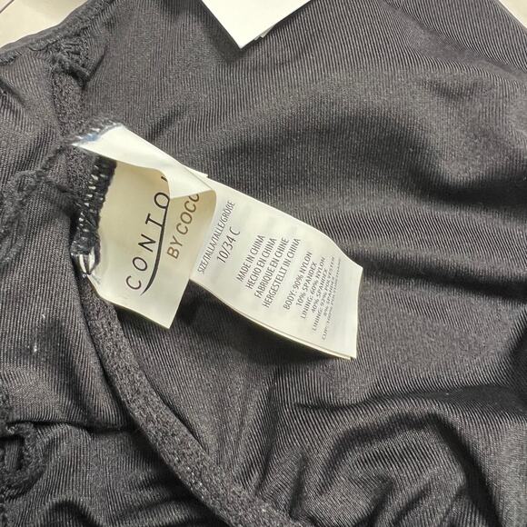 Coco Reef Contours Slimming Stellar Shirred Side Tie One Piece Size 10 34C Black - Picture 6 of 6